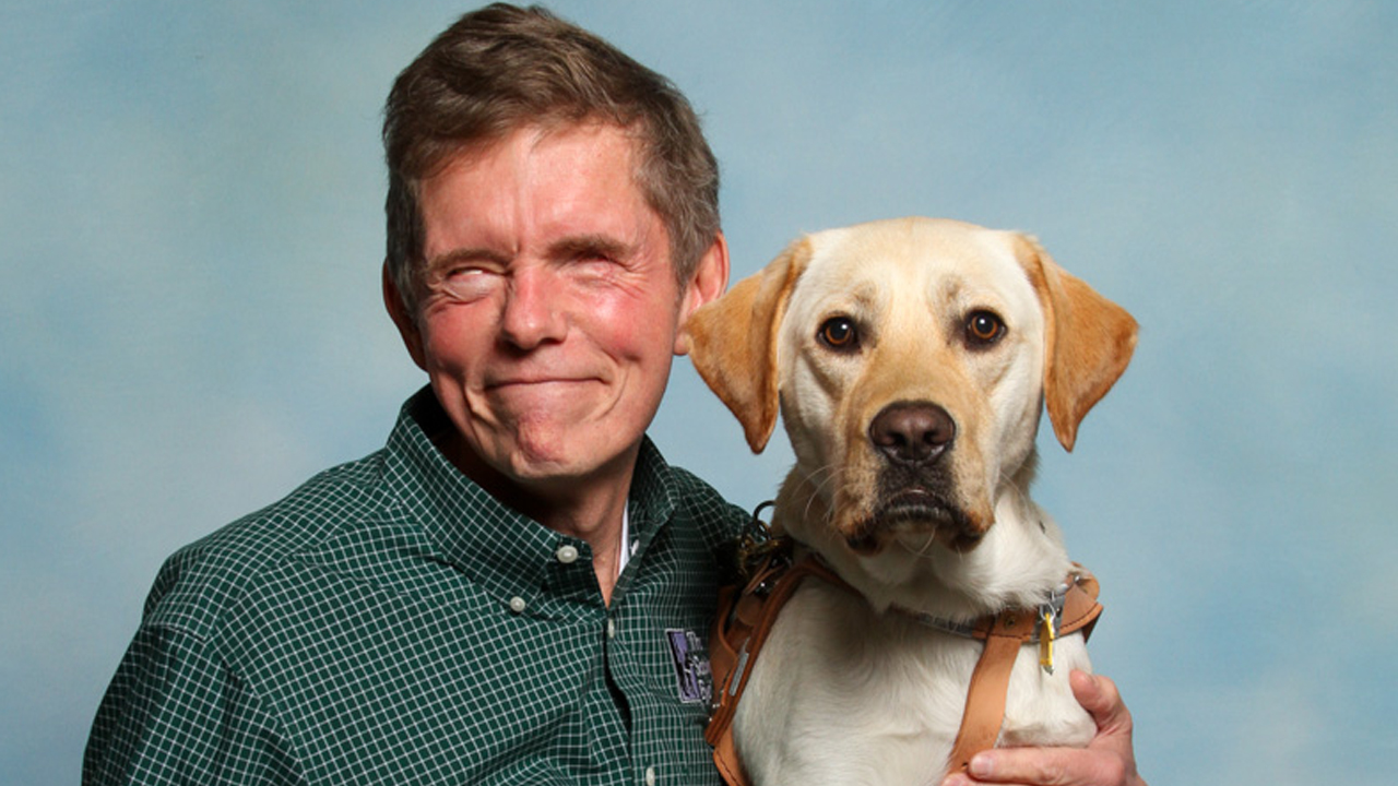Jim Kutsch and his guide dog Easton